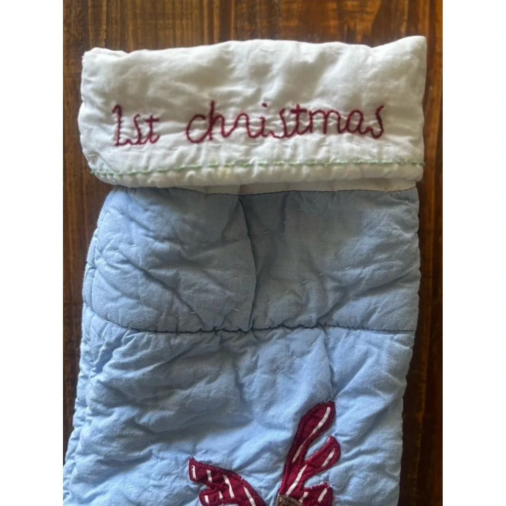 Baby's 1st ChristmasBaby's 1st Christmas Quilted Stocking Reindeer Holiday Decor